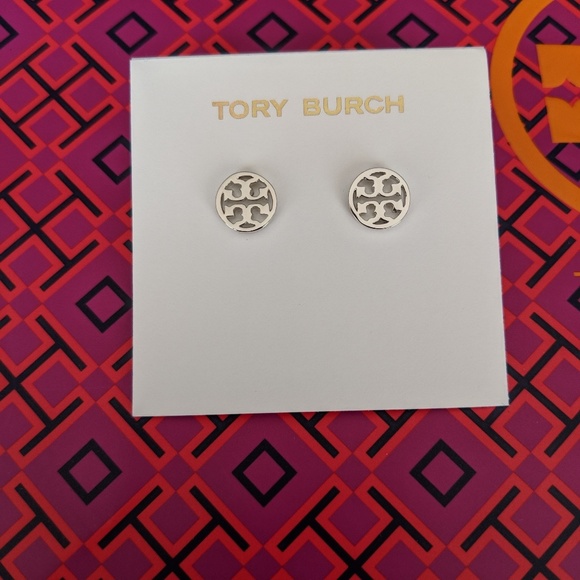Tory Burch Jewelry - Tory Burch silver circle logo earings*NEW